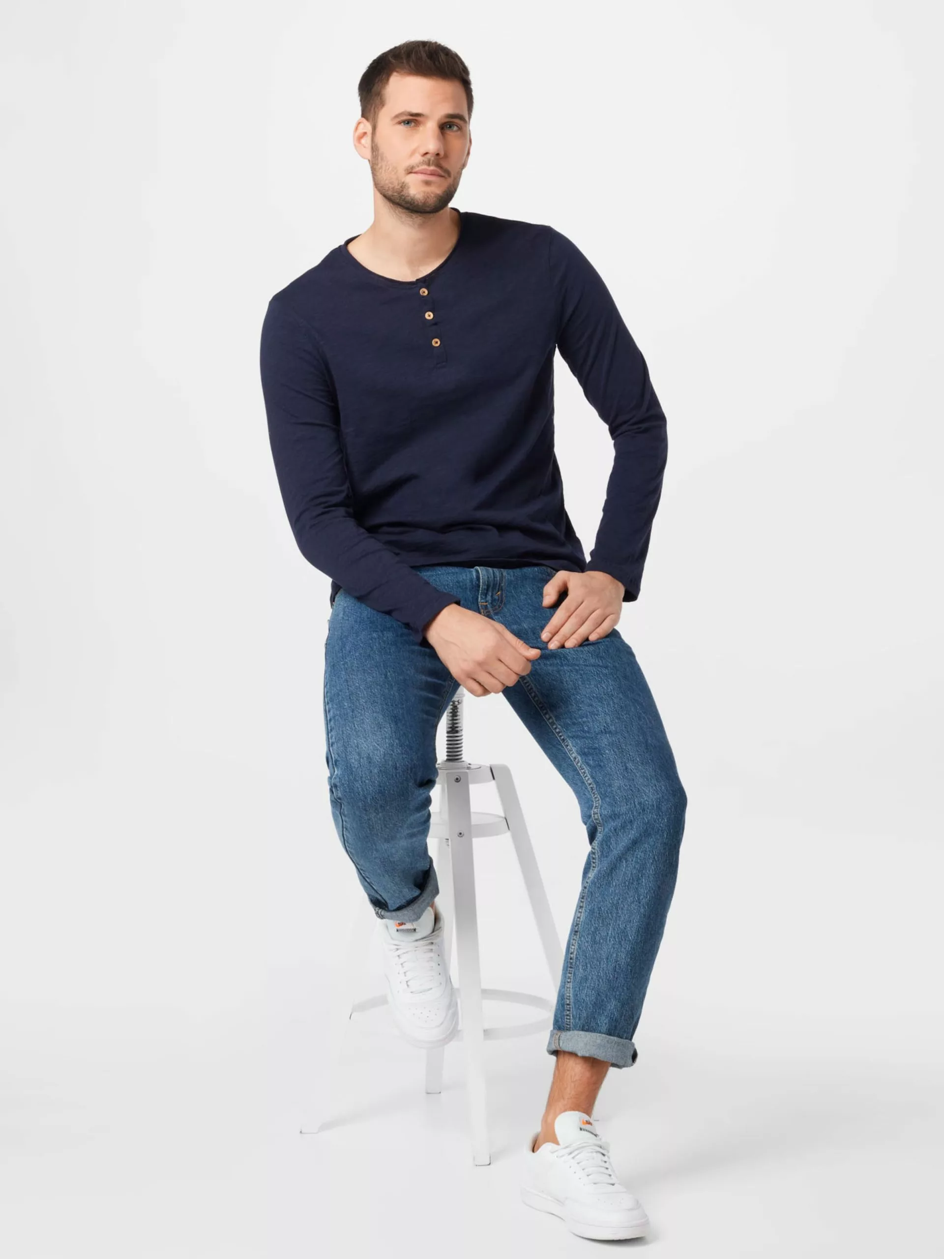 Langarmshirts Shirt Ben Männer Nachtblau 5 Langarmshirts Shirt Ben Männer Nachtblau – Bild 5