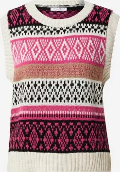 Hailys Feinstrickpullover Pullover Frauen Fuchsia / Offwhite