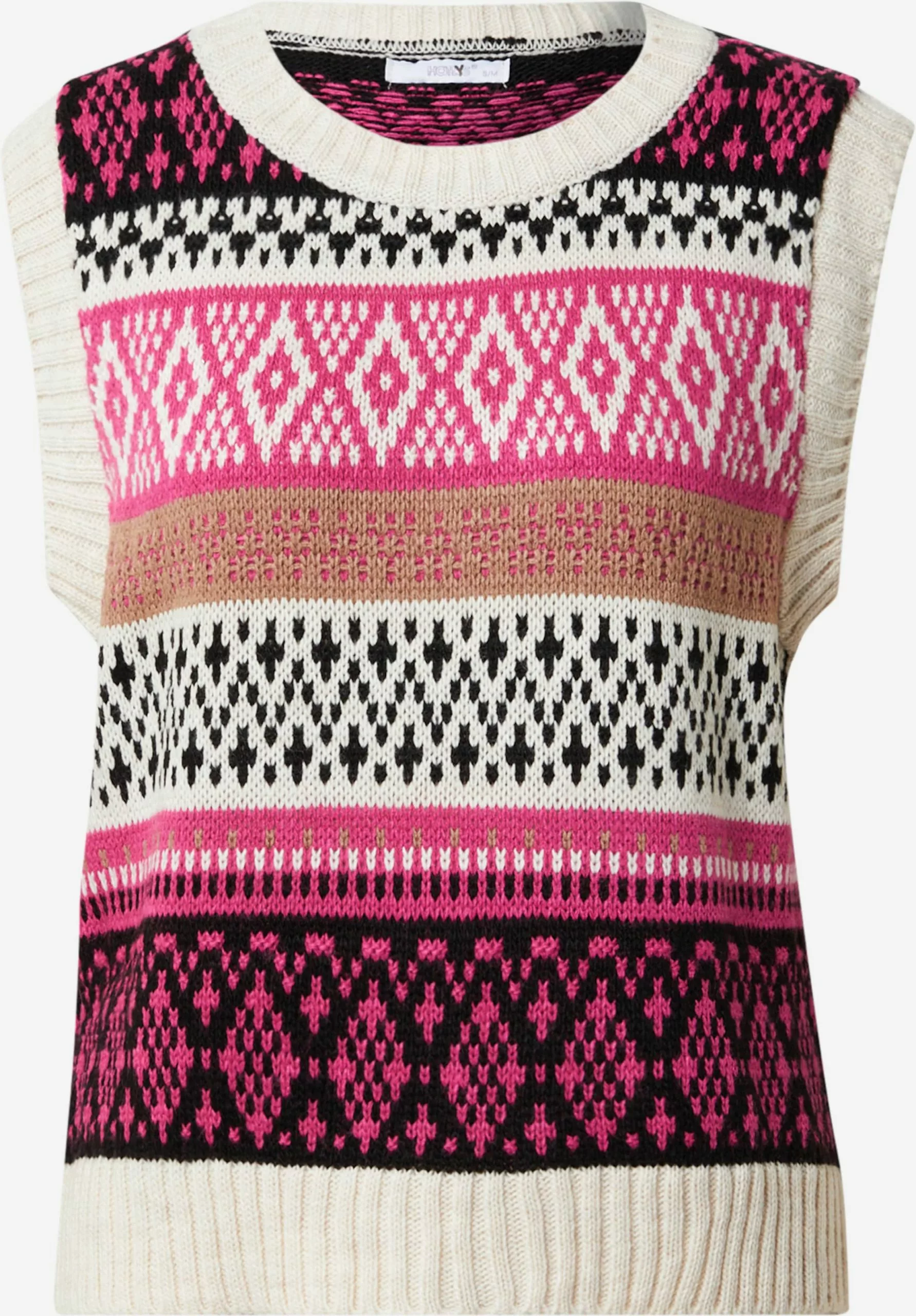 Hailys Feinstrickpullover Pullover Frauen Fuchsia / Offwhite 1 Hailys Feinstrickpullover Pullover Frauen Fuchsia / Offwhite